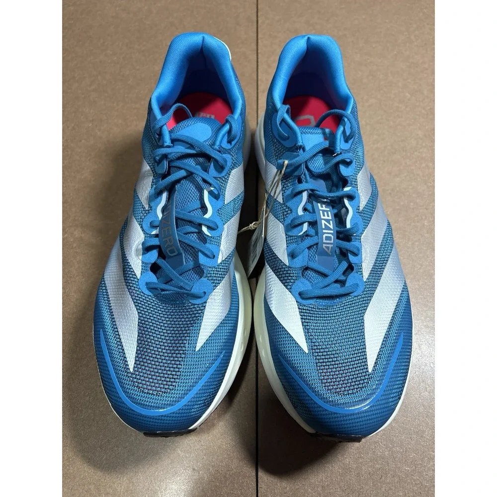 Men's Adidas Adizero Boston 13 Blue Silver Athletic Shoes JR4868 Size 13